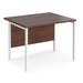 Rectangular Straight Desk Walnut Wood H-Frame Legs White Maestro 25 1000 x 800 x 725mm