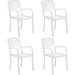 Living and Home Dining Chair WPC (Wood Plastic Composite), Metal 540 x 495 x 890 mm White Pack of 4