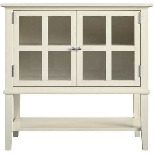 DOREL HOME Franklin PB, Glass; Paper Wrap; Metal Storage Cabinet Non Lockable 800.10 (W) x 396.24 (D) x 779.78 (H) mm White