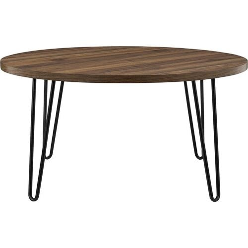 DOREL HOME Owen Retro Non Height Adjustable Table 3615222COMUK Walnut PB; Paper Wrap; Powder Coating; Metal Black 900.00 (W) x 900.00 (D) x 453.00 (H) x 453 - 453 (H) mm