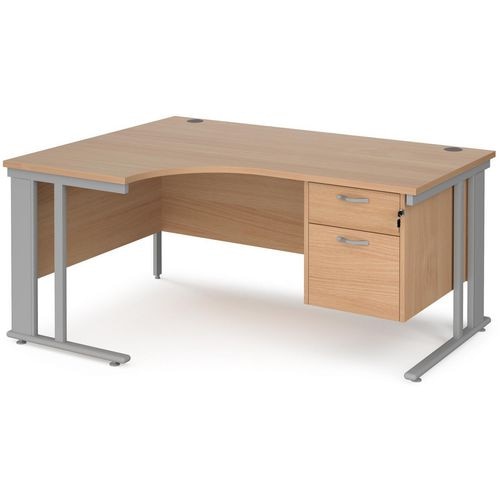 Dams International Left Hand Ergonomic Desk MCM16ELP2SB 1,600 x 1,200 x 725 mm