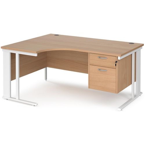 Dams International Left Hand Ergonomic Desk MCM16ELP2WHB 1,600 x 1,200 x 725 mm