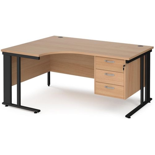 Dams International Left Hand Ergonomic Desk MCM16ELP3KB 1,600 x 1,200 x 725 mm