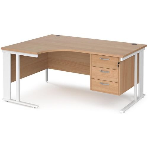 Dams International Left Hand Ergonomic Desk MCM16ELP3WHB 1,600 x 1,200 x 725 mm