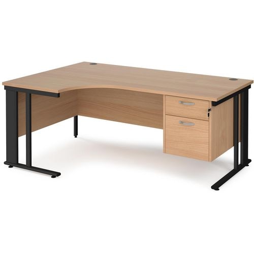 Dams International Left Hand Ergonomic Desk MCM18ELP2KB 1,800 x 1,200 x 725 mm