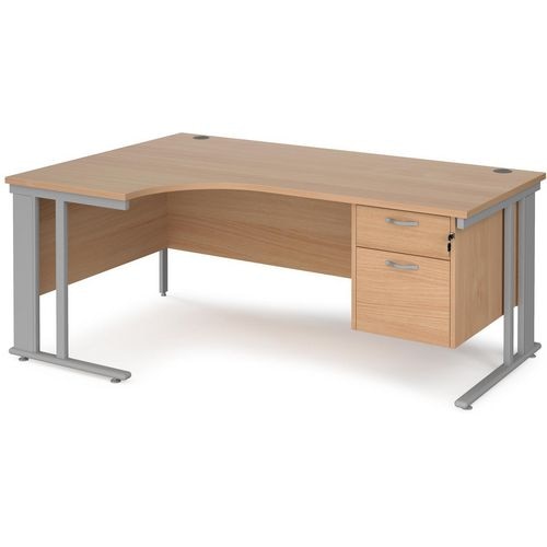 Dams International Left Hand Ergonomic Desk MCM18ELP2SB 1,800 x 1,200 x 725 mm