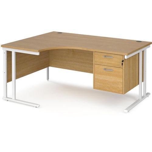 Dams International Left Hand Ergonomic Desk MC16ELP2WHO 1,600 x 1,200 x 725 x 800 - 990 mm