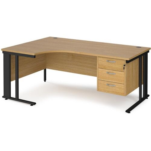 Dams International Left Hand Ergonomic Desk MCM18ELP3KO 1,800 x 1,200 x 725 mm