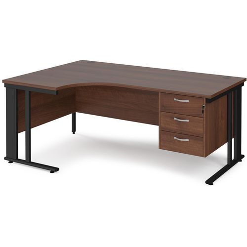 Dams International Left Hand Ergonomic Desk MCM18ELP3KW 1,800 x 1,200 x 725 mm