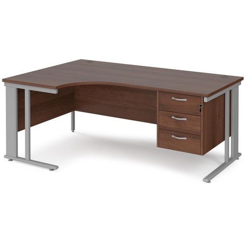 Dams International Left Hand Ergonomic Desk MCM18ELP3SW 1,800 x 1,200 x 725 mm