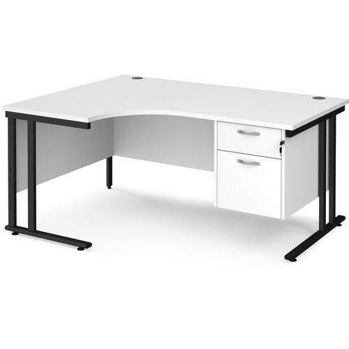 Dams International Left Hand Ergonomic Desk MC16ELP2KWH 1,600 x 1,200 x 725 x 800 - 990 mm
