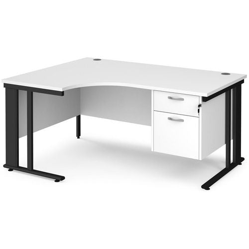 Dams International Left Hand Ergonomic Desk MCM16ELP2KWH 1,600 x 1,200 x 725 mm