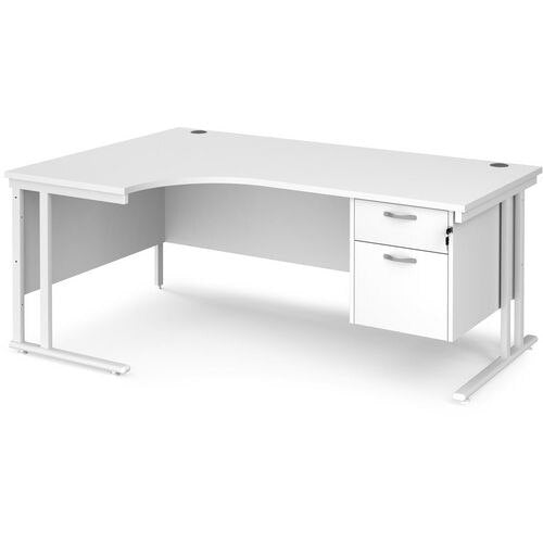 Dams International Left Hand Ergonomic Desk MC18ELP2WHWH 1,800 x 1,200 x 725 x 800 - 990 mm