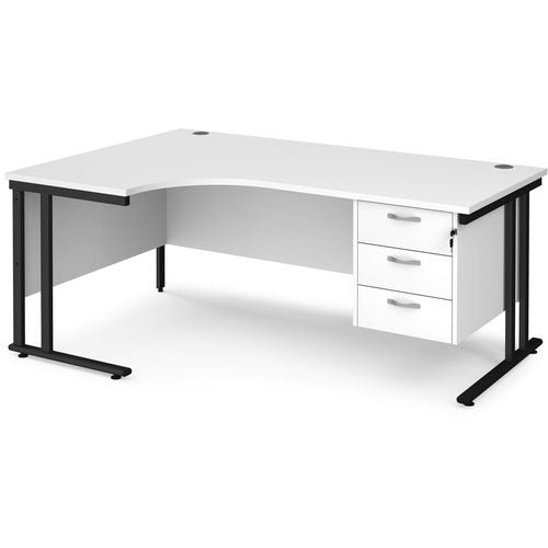Dams International Left Hand Ergonomic Desk MC18ELP3KWH 1,800 x 1,200 x 725 x 800 - 990 mm