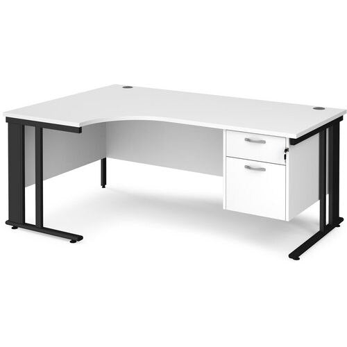 Dams International Left Hand Ergonomic Desk MCM18ELP2KWH 1,800 x 1,200 x 725 mm