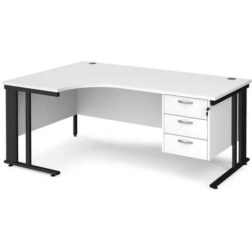 Dams International Left Hand Ergonomic Desk MCM18ELP3KWH 1,800 x 1,200 x 725 mm