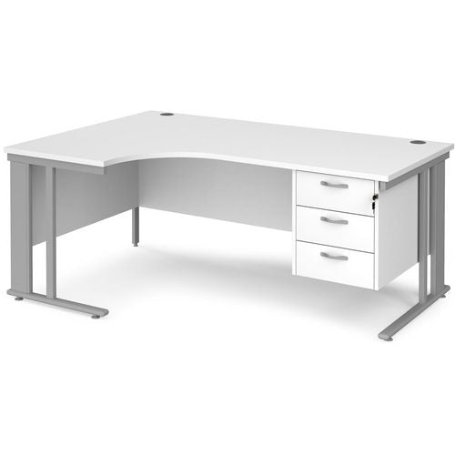 Dams International Left Hand Ergonomic Desk MCM18ELP3SWH 1,800 x 1,200 x 725 mm