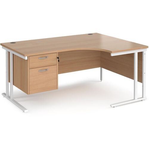 Dams International Right Hand Ergonomic Desk MC16ERP2WHB 1,600 x 1,200 x 725 x 800 - 990 mm