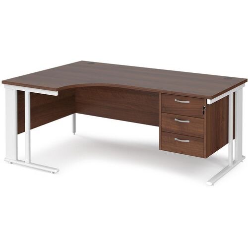 Dams International Left Hand Ergonomic Desk MCM18ELP3WHW 1,800 x 1,200 x 725 mm