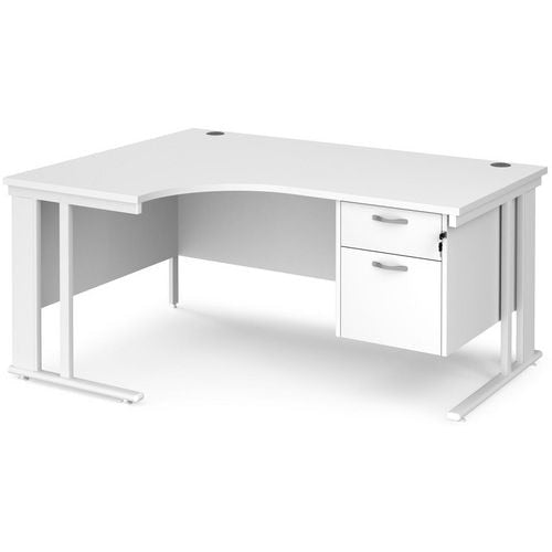 Dams International Left Hand Ergonomic Desk MCM16ELP2WHWH 1,600 x 1,200 x 725 mm