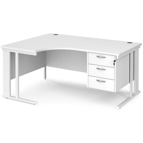 Dams International Left Hand Ergonomic Desk MCM16ELP3WHWH 1,600 x 1,200 x 725 mm