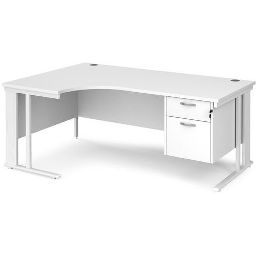 Dams International Left Hand Ergonomic Desk MCM18ELP2WHWH 1,800 x 1,200 x 725 mm