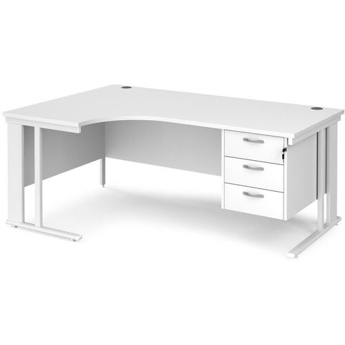 Dams International Left Hand Ergonomic Desk MCM18ELP3WHWH 1,800 x 1,200 x 725 mm