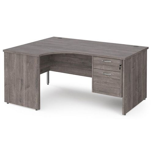 Dams International Maestro 25 Left Hand Ergonomic Desk Wood Grey Oak 1,600 x 1,200 x 725 mm