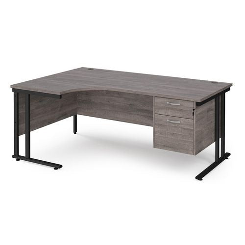 Dams International Left Hand Ergonomic Desk MC18ELP2KGO 1,800 x 1,200 x 725 mm