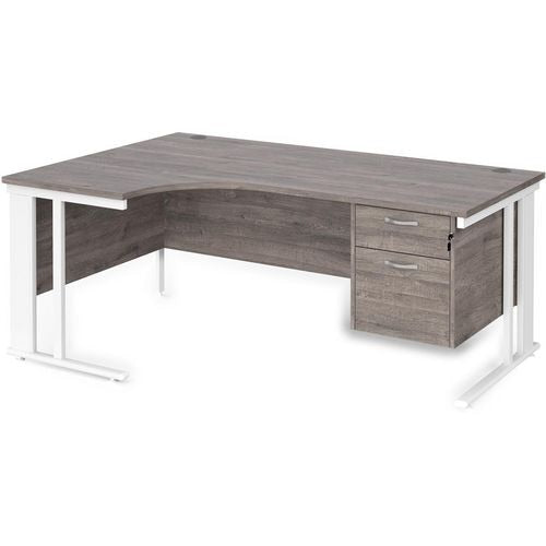 Dams International Left Hand Ergonomic Desk MCM18ELP2WHGO 1,800 x 1,200 x 725 mm