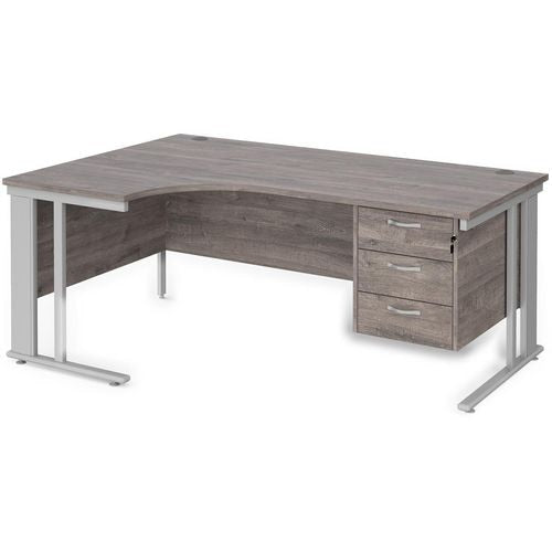 Dams International Left Hand Ergonomic Desk MCM18ELP3SGO 1,800 x 1,200 x 725 mm