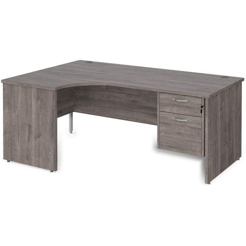 Dams International Maestro 25 Left Hand Ergonomic Desk Wood Grey Oak 1,800 x 1,200 x 725 mm