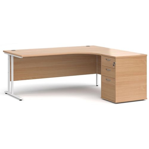 Dams International Desk with Pedestal EBWH18RB 1,800 x 1,626 x 725 mm