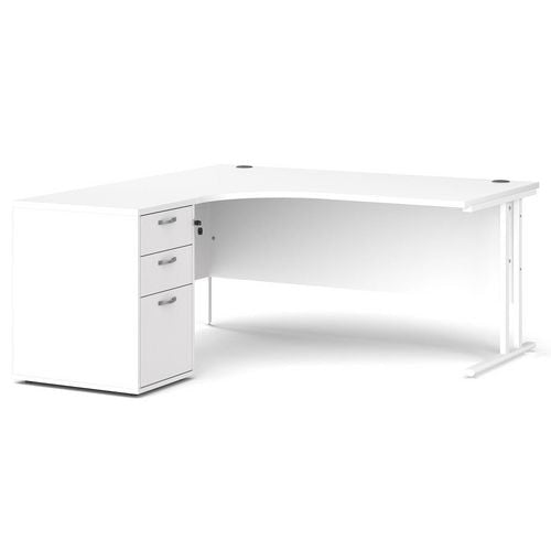 Dams International Desk with Pedestal EBWH16LWH 1,600 x 1,626 x 725 mm