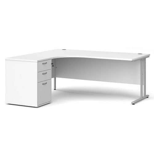 Dams International Desk with Pedestal EBS18LWH 1,800 x 1,626 x 725 mm