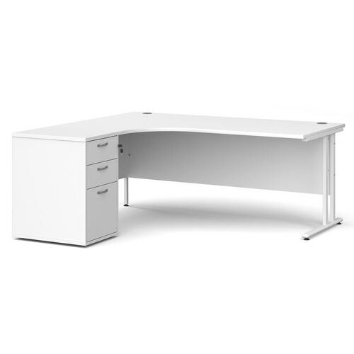 Dams International Desk with Pedestal EBWH18LWH 1,800 x 1,626 x 725 mm