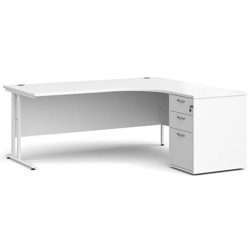 Dams International Desk with Pedestal EBWH18RWH 1,800 x 1,626 x 725 mm