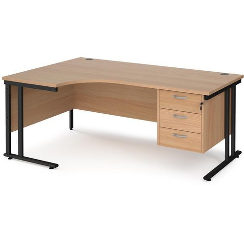 Dams International Left Hand Ergonomic Desk MC18ELP3KB 1,800 x 1,200 x 725 x 800 - 990 mm