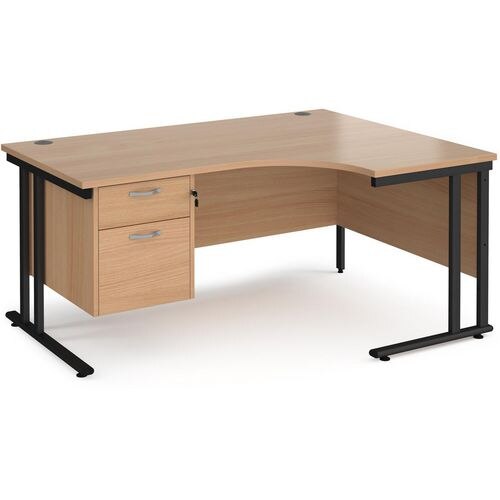 Dams International Right Hand Ergonomic Desk MC16ERP2KB 1,600 x 1,200 x 725 x 800 - 990 mm