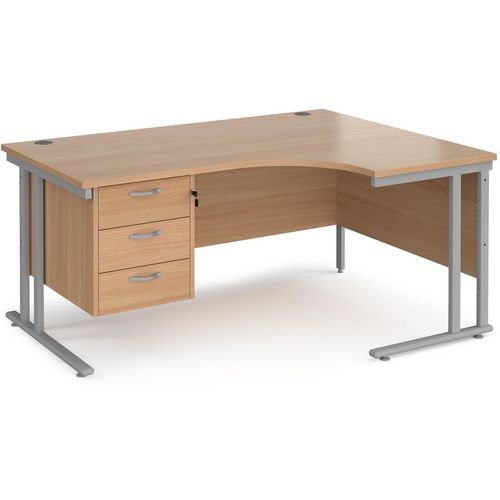 Dams International Right Hand Ergonomic Desk MC16ERP3SB 1,600 x 1,200 x 725 x 800 - 990 mm