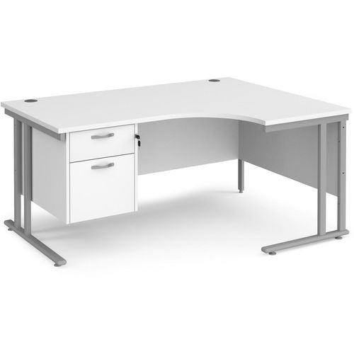 Dams International Right Hand Ergonomic Desk MC16ERP2SWH 1,600 x 1,200 x 725 x 800 - 990 mm