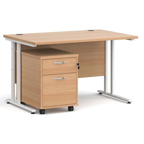 Dams International Straight Desk with 2 Drawer Pedestal SBWH212B 1,200 x 800 x 725 mm