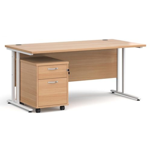 Dams International Straight Desk with 2 Drawer Pedestal SBWH216B 1,600 x 800 x 725 mm