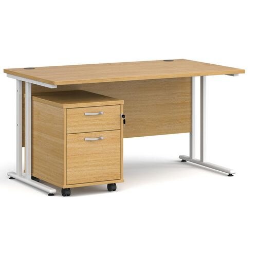 Dams International Straight Desk with 2 Drawer Pedestal SBWH214O 1,400 x 800 x 725 mm