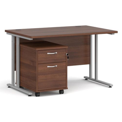 Dams International Straight Desk with 2 Drawer Pedestal SBS212W 1,200 x 800 x 725 mm