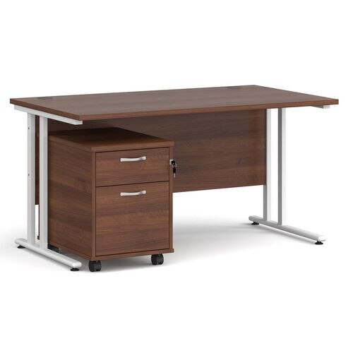 Dams International Straight Desk with 2 Drawer Pedestal SBWH214W 1,400 x 800 x 725 mm