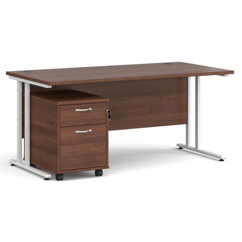 Dams International Straight Desk with 2 Drawer Pedestal SBWH216W 1,600 x 800 x 725 mm
