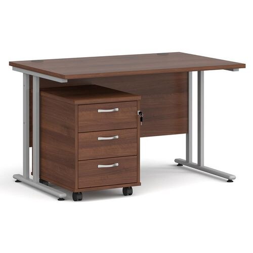 Dams International Straight Desk with 3 Drawer Pedestal SBS312W 1,200 x 800 x 725 mm