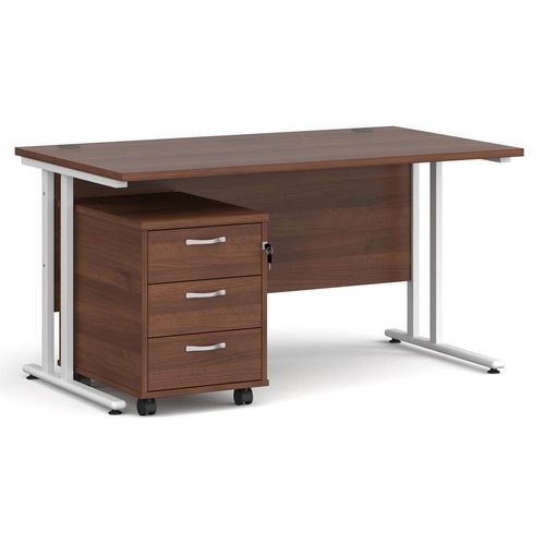 Dams International Straight Desk with 3 Drawer Pedestal SBWH314W 1,400 x 800 x 725 mm