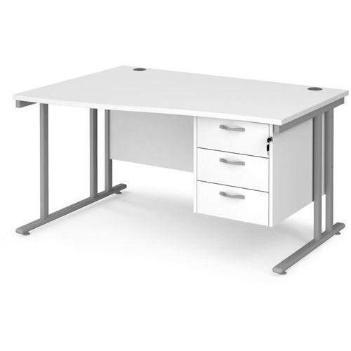 Dams International Wave Desk MC14WLP3SWH 1,400 x 725 x 800 - 990 mm